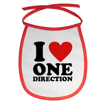 I Love, One Direction, Σαλιάρα μωρού αλέκιαστη με κορδόνι Κόκκινη