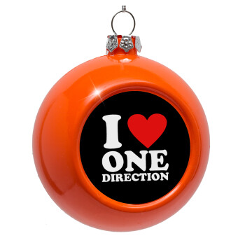 I Love, One Direction, Στολίδι Χριστουγεννιάτικη μπάλα δένδρου Πορτοκαλί 8cm