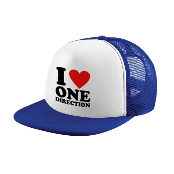 I Love, One Direction, Καπέλο Ενηλίκων Soft Trucker με Δίχτυ Blue/White (POLYESTER, ΕΝΗΛΙΚΩΝ, UNISEX, ONE SIZE)