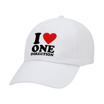 I Love, One Direction, Καπέλο Baseball Λευκό (5-φύλλο, unisex)