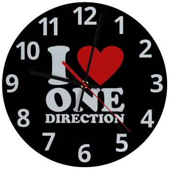 I Love, One Direction, Ρολόι τοίχου γυάλινο (30cm)