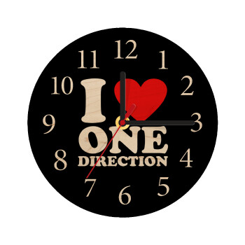 I Love, One Direction, Ρολόι τοίχου ξύλινο plywood (20cm)