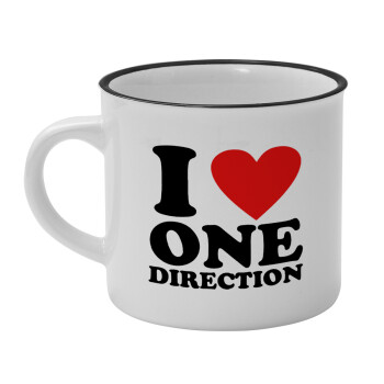 I Love, One Direction, Κούπα κεραμική vintage Λευκή/Μαύρη 230ml