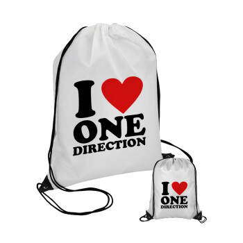 I Love, One Direction, Τσάντα πουγκί με μαύρα κορδόνια (1 τεμάχιο)