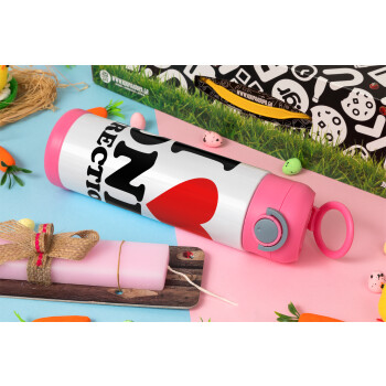 I Love, One Direction, Πασχαλινή Λαμπάδα με Παιδικό παγούρι θερμό, ανοξείδωτο, με καλαμάκι ασφαλείας, ΡΟΖ (500ml)