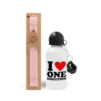I Love, One Direction, Easter Set, metallic aluminum bottle (500ml) & aromatic flat Easter candle (30cm) (PINK)