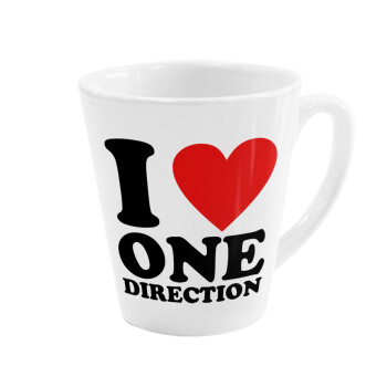 I Love, One Direction, Κούπα κωνική Latte Λευκή, κεραμική, 300ml