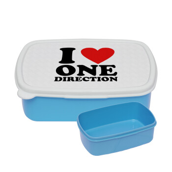 I Love, One Direction, ΜΠΛΕ παιδικό δοχείο φαγητού (lunchbox) πλαστικό (BPA-FREE) Lunch Βox M18 x Π13 x Υ6cm