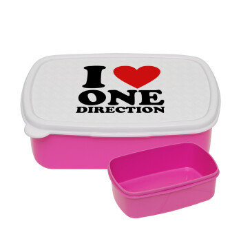 I Love, One Direction, ΡΟΖ παιδικό δοχείο φαγητού (lunchbox) πλαστικό (BPA-FREE) Lunch Βox M18 x Π13 x Υ6cm
