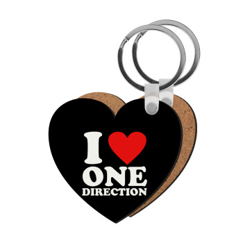 I Love, One Direction, Μπρελόκ Ξύλινο καρδιά MDF