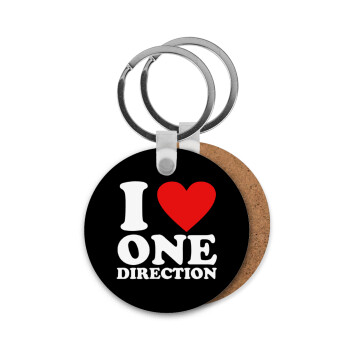 I Love, One Direction, Μπρελόκ Ξύλινο στρογγυλό MDF Φ5cm