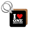 I Love, One Direction, Μπρελόκ Ξύλινο τετράγωνο MDF