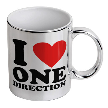 I Love, One Direction, Mug ceramic, silver mirror, 330ml