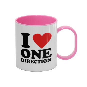 I Love, One Direction, Κούπα (πλαστική) (BPA-FREE) Polymer Ροζ για παιδιά, 330ml