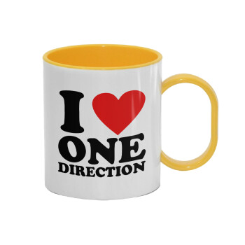 I Love, One Direction, Κούπα (πλαστική) (BPA-FREE) Polymer Κίτρινη για παιδιά, 330ml