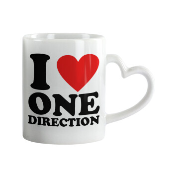 I Love, One Direction, Κούπα καρδιά χερούλι λευκή, κεραμική, 330ml