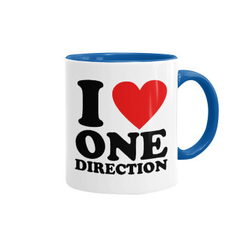 I Love, One Direction, Mug colored blue, ceramic, 330ml