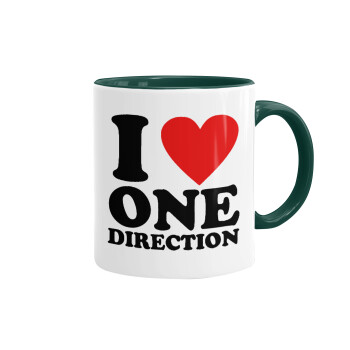 I Love, One Direction, Κούπα χρωματιστή πράσινη, κεραμική, 330ml