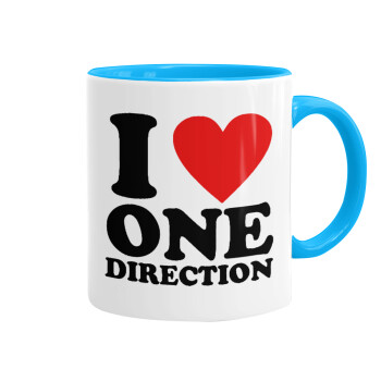 I Love, One Direction, Mug colored light blue, ceramic, 330ml