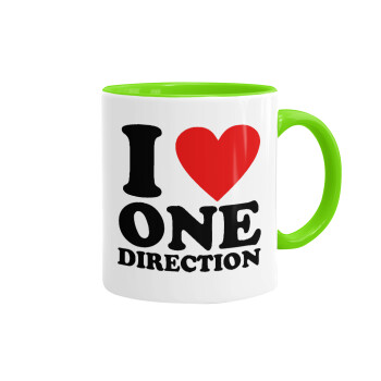 I Love, One Direction, Mug colored light green, ceramic, 330ml