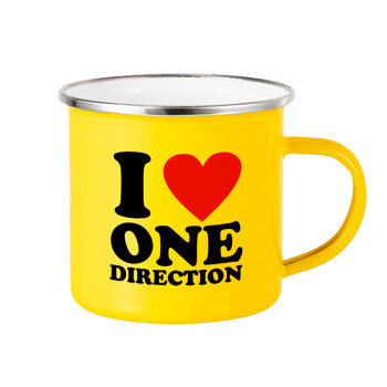 I Love, One Direction, Κούπα Μεταλλική εμαγιέ Κίτρινη 360ml