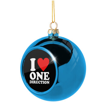 I Love, One Direction, Χριστουγεννιάτικη μπάλα δένδρου Μπλε 8cm