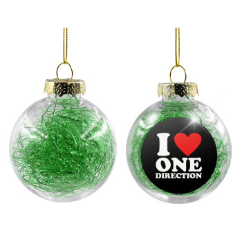 I Love, One Direction, Χριστουγεννιάτικη μπάλα δένδρου διάφανη με πράσινο γέμισμα 8cm