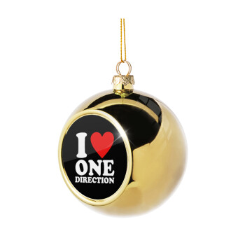 I Love, One Direction, Χριστουγεννιάτικη μπάλα δένδρου Χρυσή 8cm