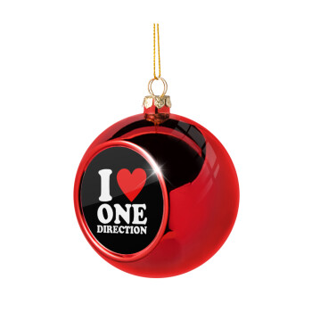 I Love, One Direction, Χριστουγεννιάτικη μπάλα δένδρου Κόκκινη 8cm