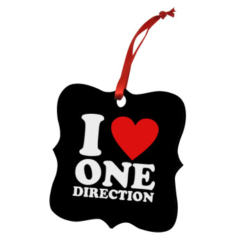 I Love, One Direction, Χριστουγεννιάτικο στολίδι polygon ξύλινο 7.5cm