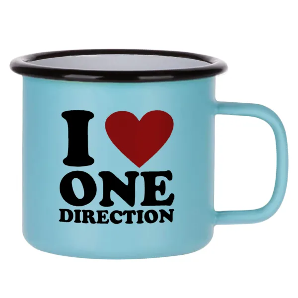 I Love — Metal enamel mug, matte light blue, 360ml