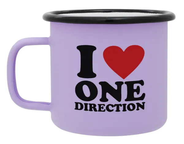 I Love — Metal enamel mug, matte light pastel purple, 360ml