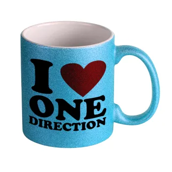 I Love, One Direction, Κούπα Σιέλ Glitter που γυαλίζει, κεραμική, 330ml