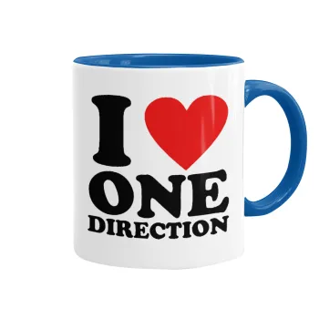 I Love, One Direction, Mug colored blue, ceramic, 330ml