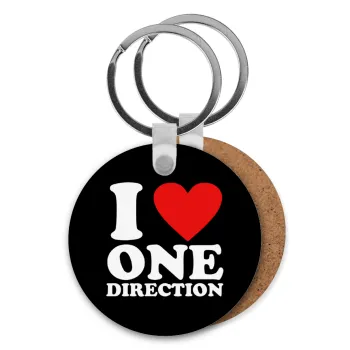 I Love, One Direction, Μπρελόκ Ξύλινο στρογγυλό MDF Φ5cm