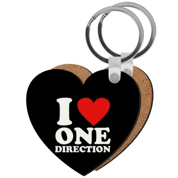 I Love, One Direction, Μπρελόκ Ξύλινο καρδιά MDF
