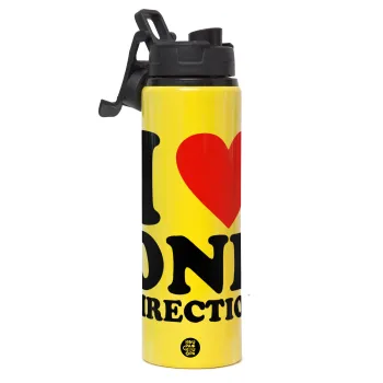 I Love, One Direction, Μεταλλικό παγούρι νερού με καπάκι ασφαλείας, αλουμινίου 850ml