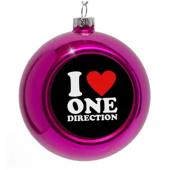 I Love, One Direction, Purple Christmas tree ornament bauble 8cm