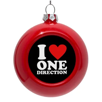 I Love, One Direction, Στολίδι Χριστουγεννιάτικη μπάλα δένδρου Κόκκινη 8cm