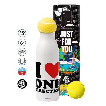 I Love, One Direction, Μπάλα τένις μεταλλικό παγούρι θερμός, διπλού τοιχώματος, 550ml