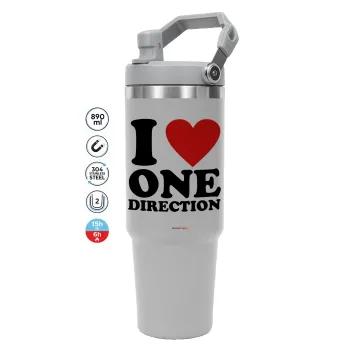 I Love, One Direction, GREY color, 890ml (30oz) stainless Steel Tumbler with Handle