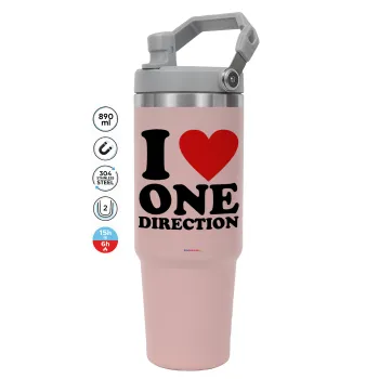 I Love, One Direction, Pink color, 890ml (30oz) stainless Steel Tumbler with Handle