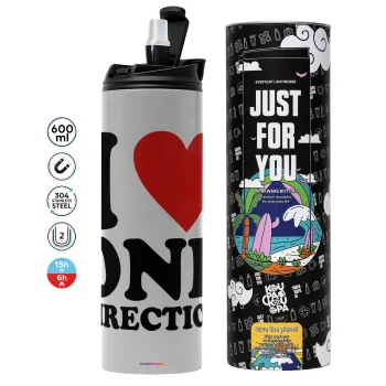 I Love, One Direction, Tumbler stainless steel GREY 600ml
