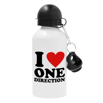 I Love, One Direction, Μεταλλικό παγούρι νερού, Λευκό, αλουμινίου 500ml