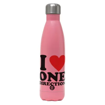 I Love, One Direction, Metal mug thermos Pink Mat (Stainless steel), double wall, 500ml