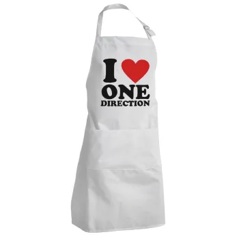 I Love, One Direction, Adult Chef Apron (with sliders and 2 pockets)