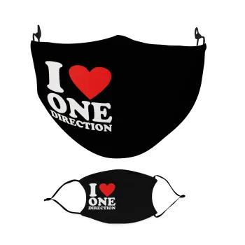 I Love, One Direction, Μάσκα υφασμάτινη Ενηλίκων πολλαπλών στρώσεων με υποδοχή φίλτρου