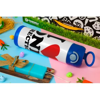 I Love, One Direction, Easter candle, Childrens hot water bottle, stainless steel, with safety straw, BLUE (500ml)