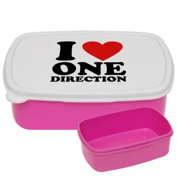 I Love, One Direction, ΡΟΖ παιδικό δοχείο φαγητού (lunchbox) πλαστικό (BPA-FREE) Lunch Βox M18 x Π13 x Υ6cm
