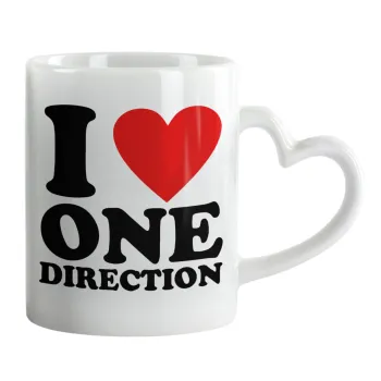 I Love, One Direction, Κούπα καρδιά χερούλι λευκή, κεραμική, 330ml